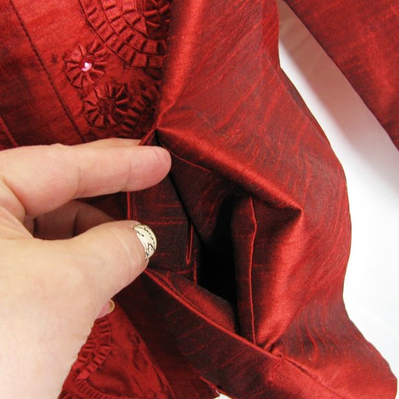 Chicos Sz 2 Evening Jacket RED Stunning - Picture 8 of 8